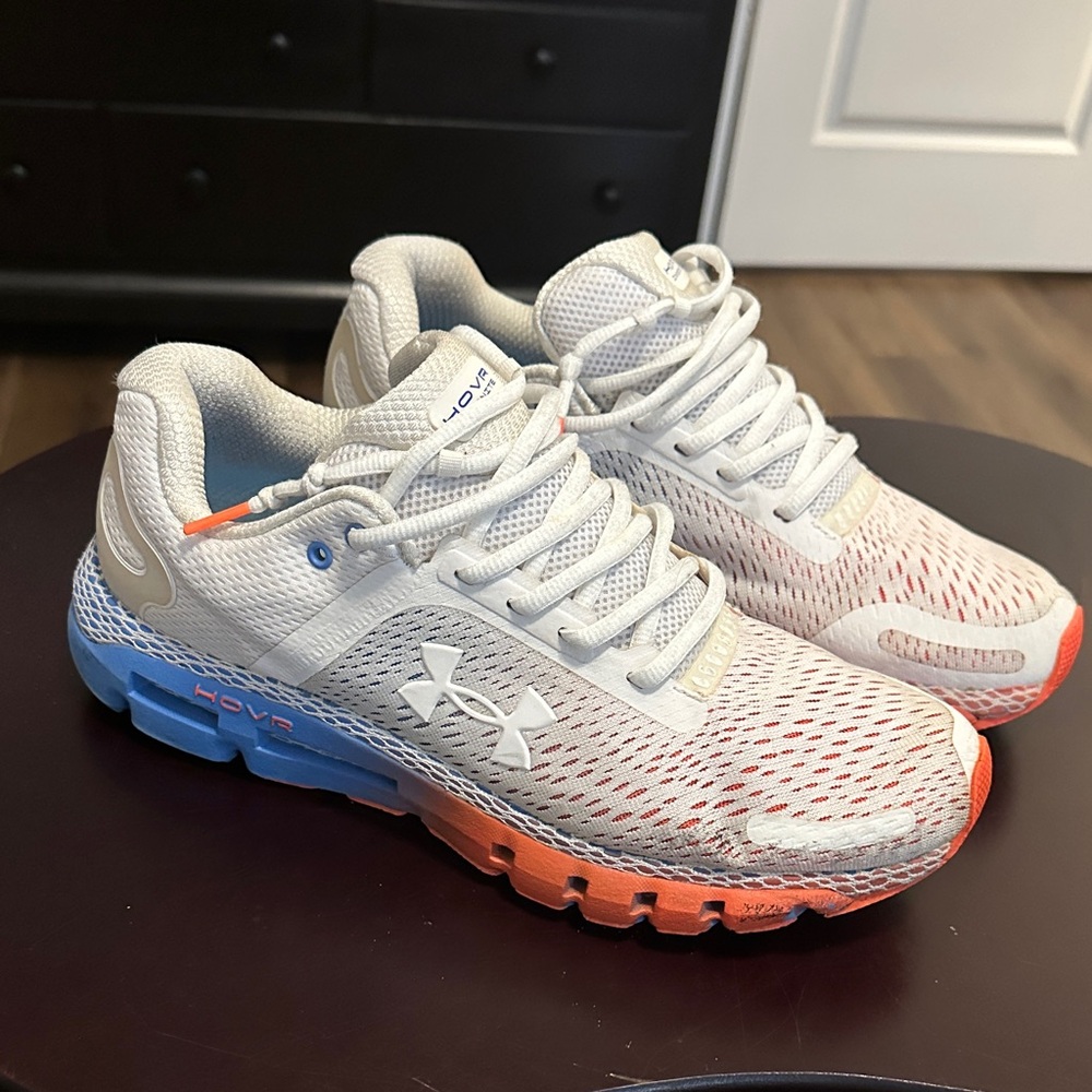 Under Armour Kids' White, Orange, and Blue Sneakers